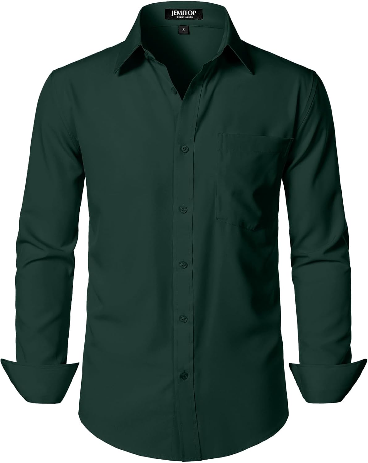 JEMITOP Men's Stretch Regular Fit Long Sleeve Dress Shirts Lightweight Business Casual Button Down Shirts with Pocket