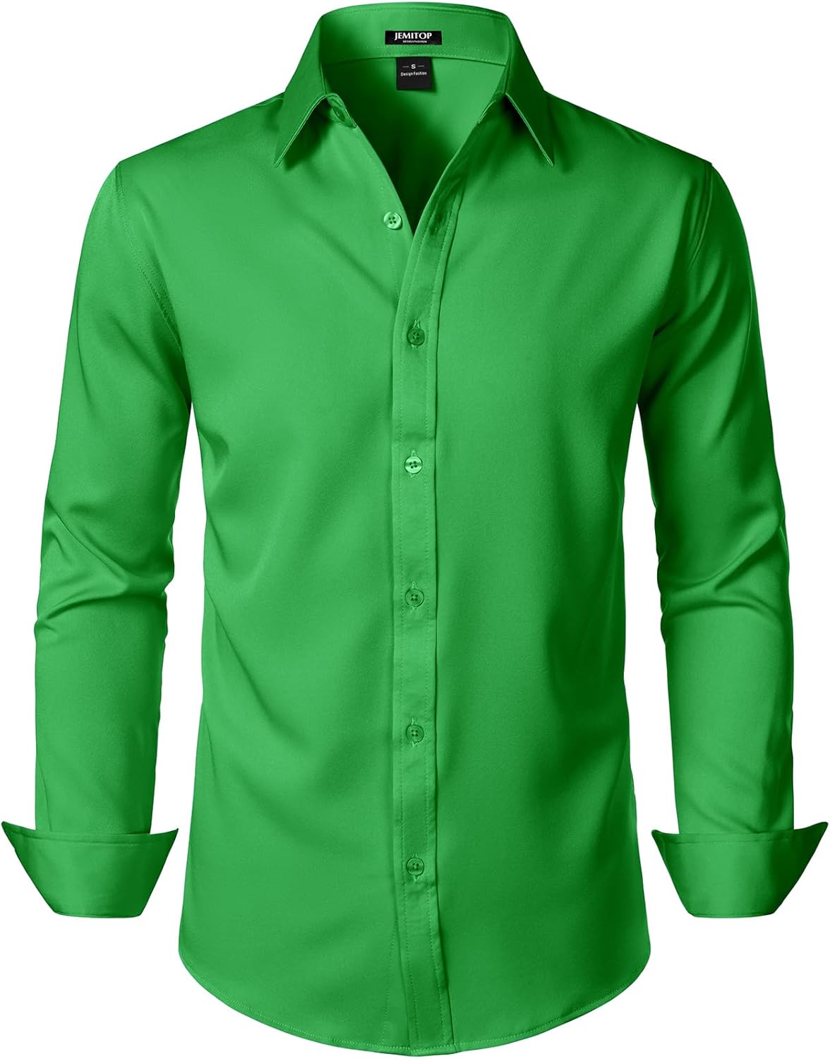 JEMITOP Men's Stretch Soft Slim Fit Dress Shirts Long Sleeve Formal Wedding Business Casual Button Down Shirt