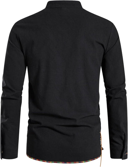 JEMITOP Men's Pure Cotton Retro Lace Up Shirts for Renaissance Pirate Viking Medieval