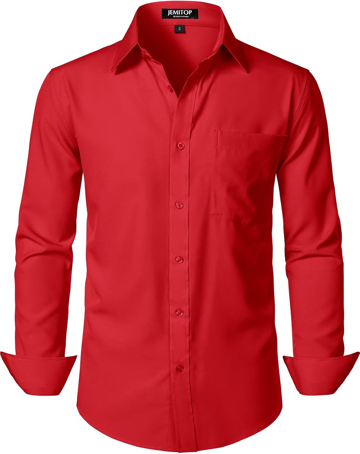 JEMITOP Men's Stretch Regular Fit Long Sleeve Dress Shirts Lightweight Business Casual Button Down Shirts with Pocket
