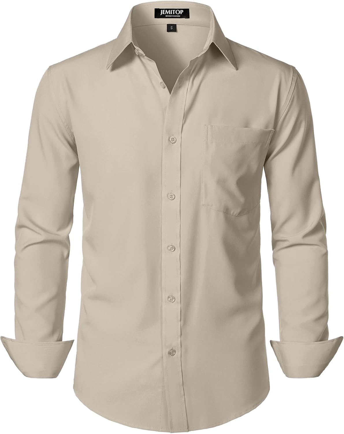 JEMITOP Men's Stretch Regular Fit Long Sleeve Dress Shirts Lightweight Business Casual Button Down Shirts with Pocket