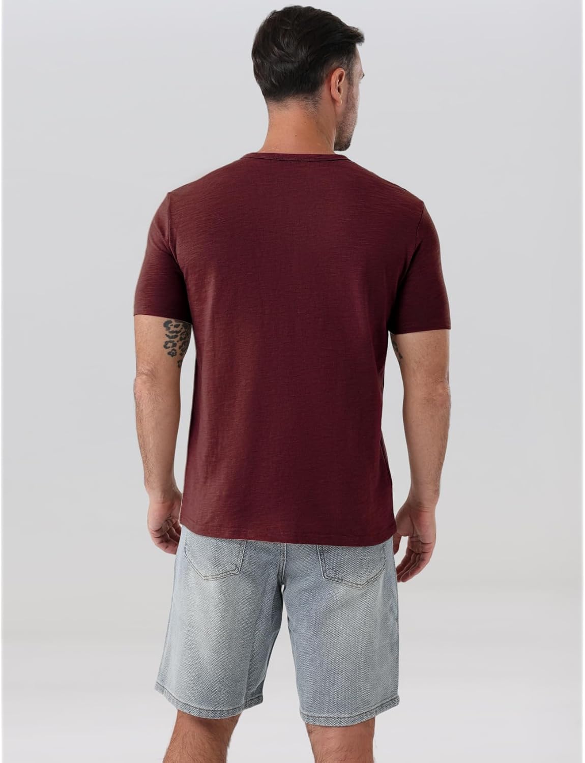 JEMITOP Men's Stretchy Short Sleeve Slim Fit Henley T-Shirt Casual Cotton 4 Buttons Tee Shirts