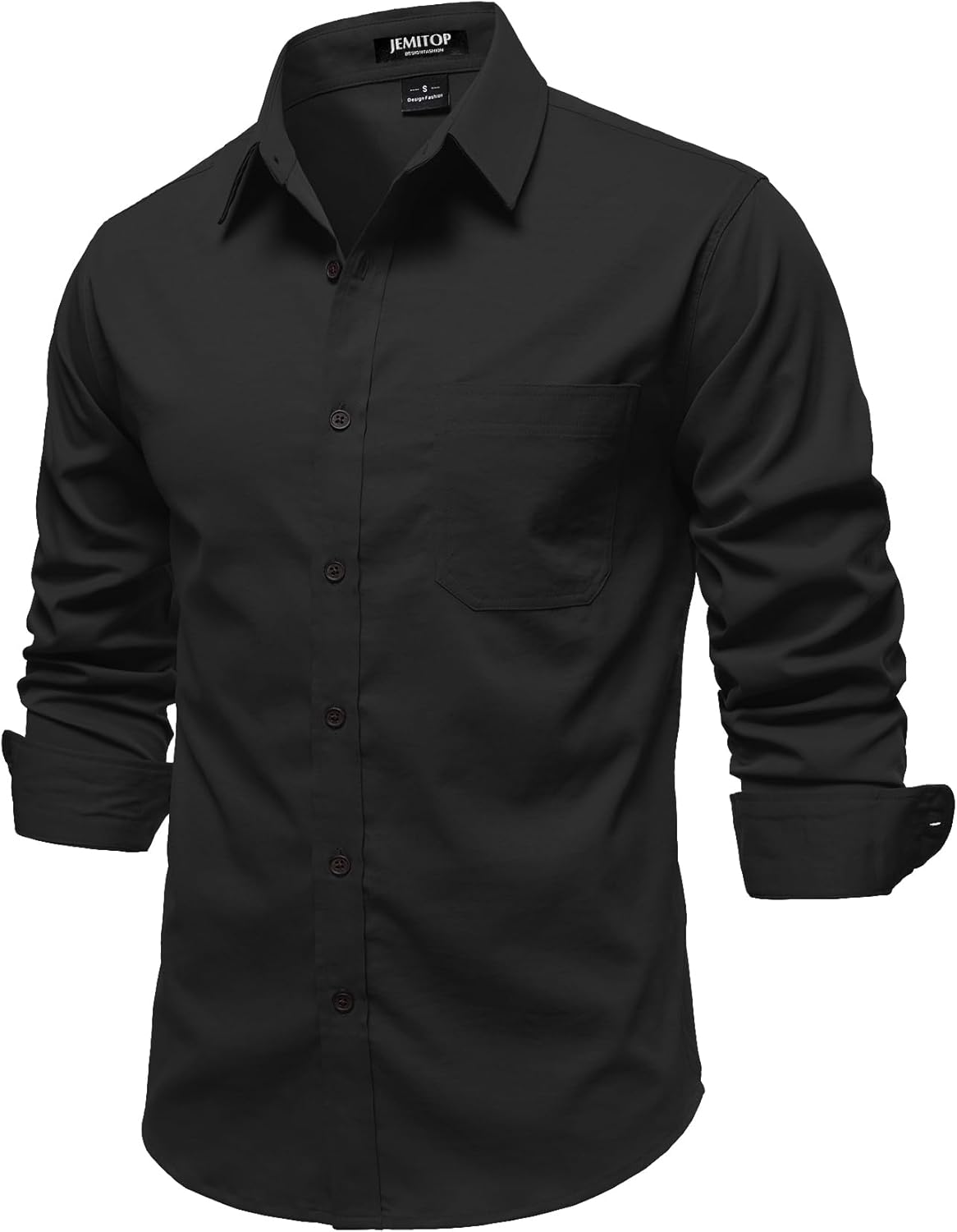 JEMITOP Mens Stretch Vintage Aged Style Shirts Casual Soft Long Sleeve Button Down Shirt with Pocket