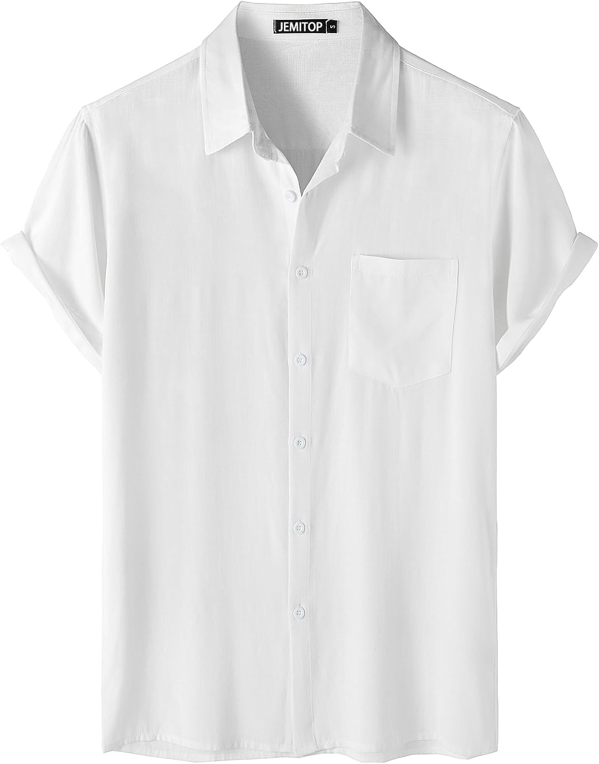 JEMITOP Men's Summer Cooling Shirts Lightweight Breathable Short Sleeve Button up Shirts for Beach Vacation with Pocket