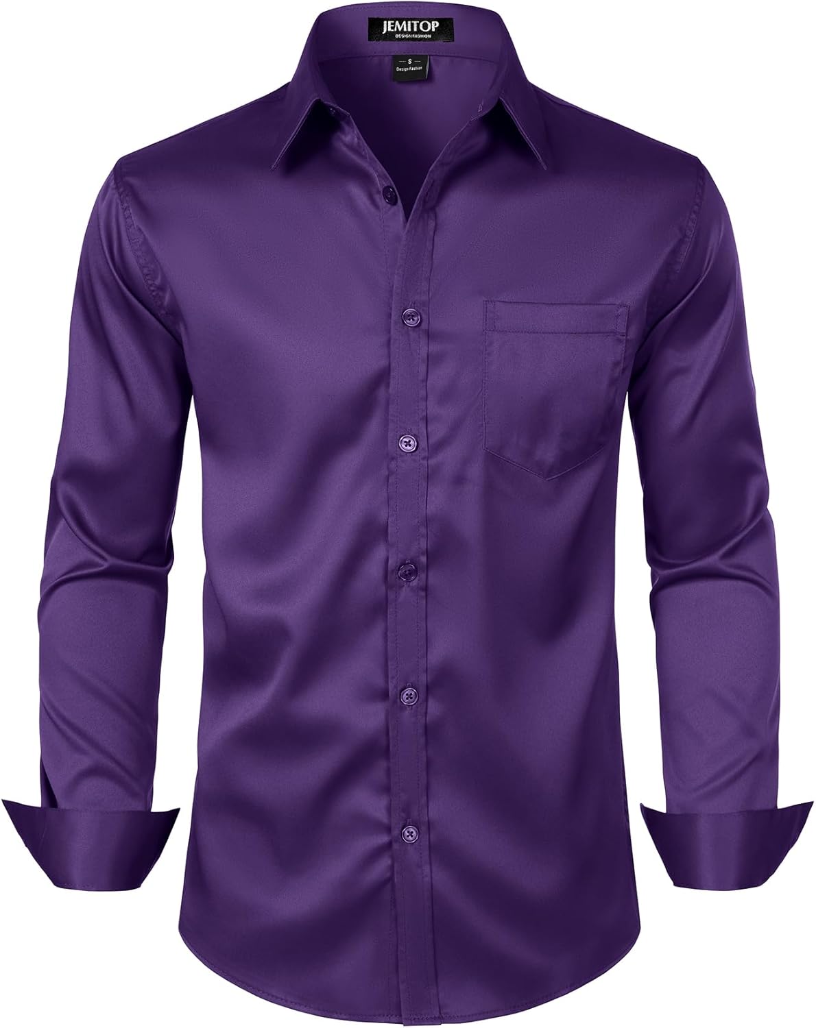 JEMITOP Men's Stretch Slim Fit Dress Shirts Formal Wedding Prom Business Long Sleeve Button Down Shirt with Pocket