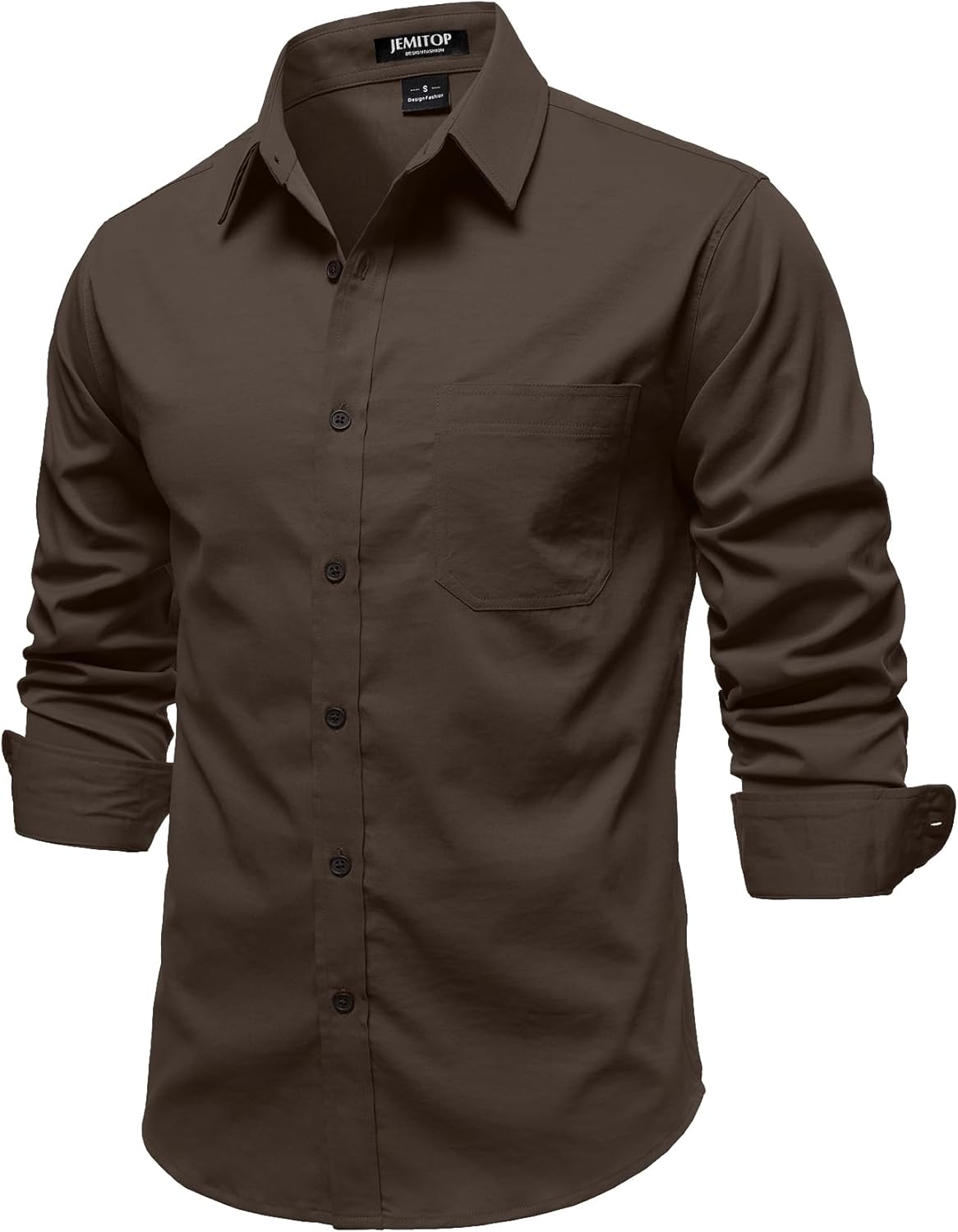 JEMITOP Mens Stretch Vintage Aged Style Shirts Casual Soft Long Sleeve Button Down Shirt with Pocket