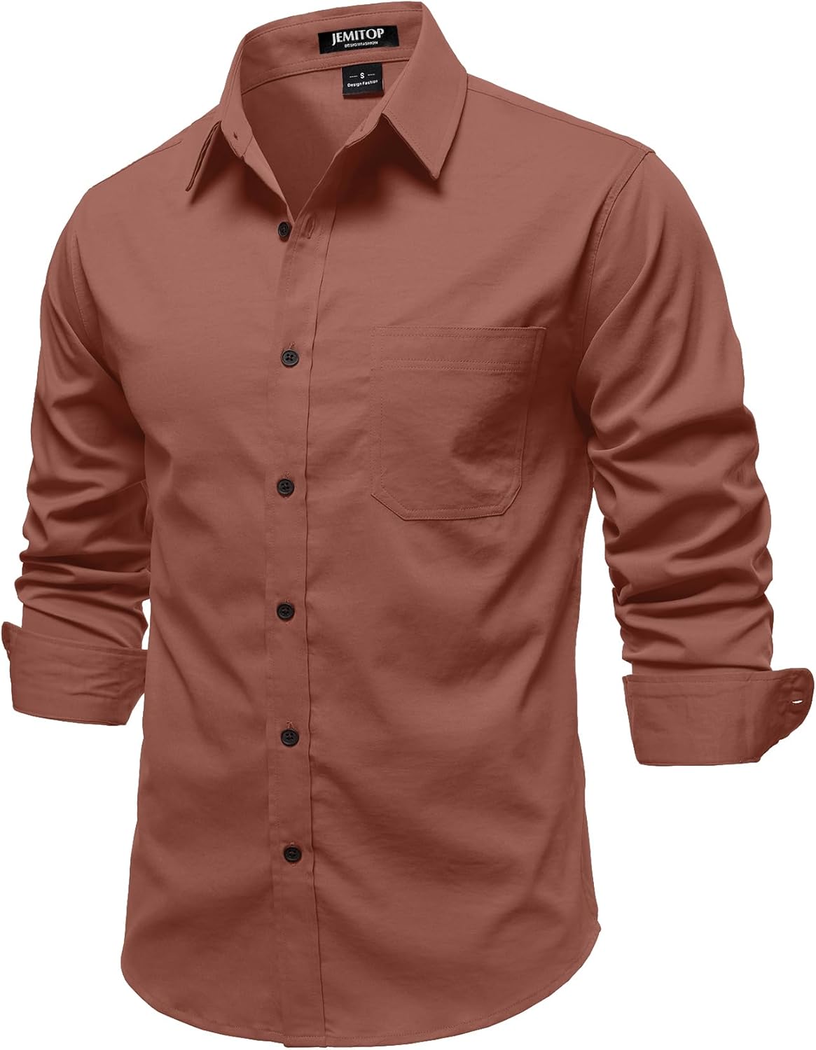 JEMITOP Mens Stretch Vintage Aged Style Shirts Casual Soft Long Sleeve Button Down Shirt with Pocket