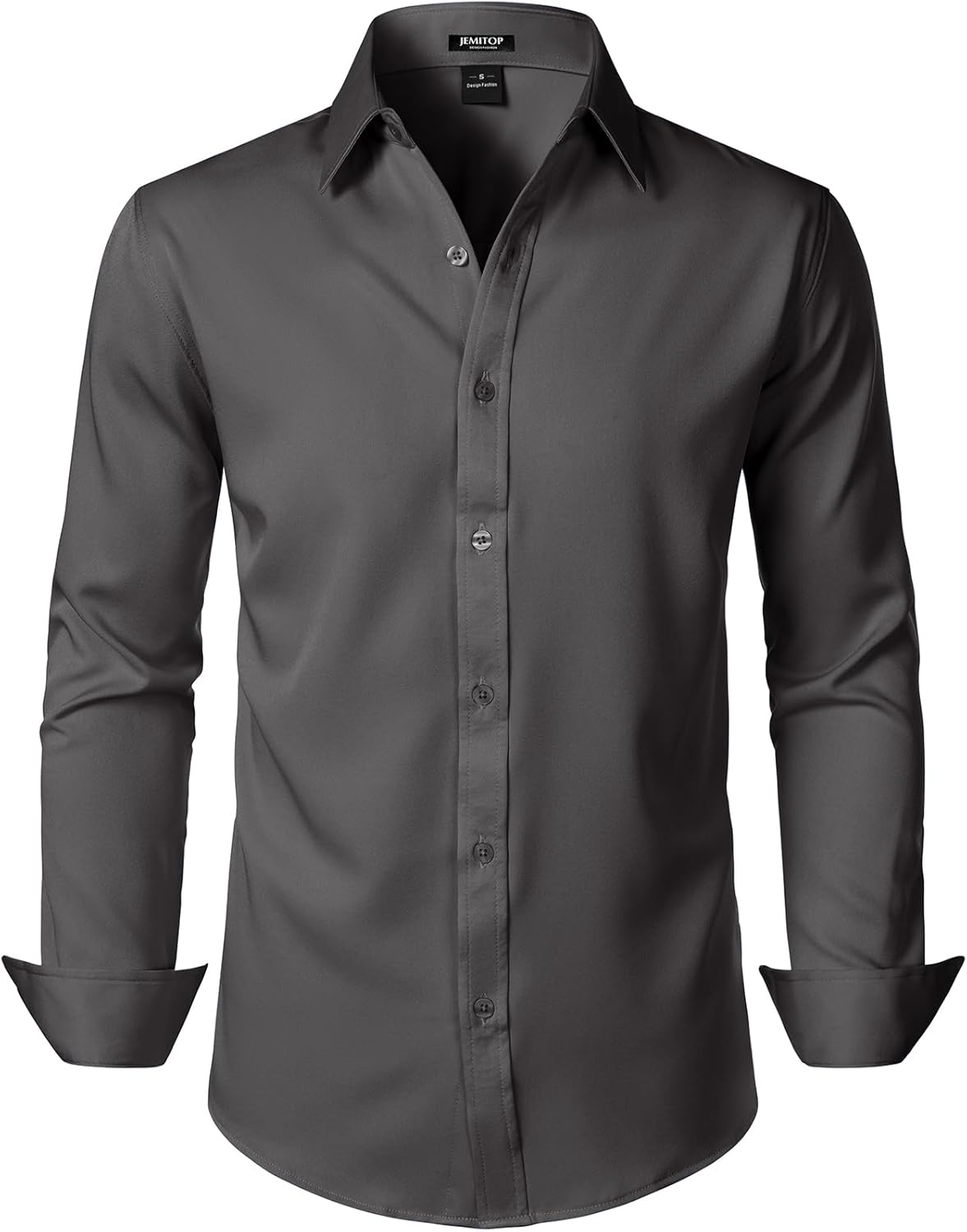 JEMITOP Men's Stretch Soft Slim Fit Dress Shirts Long Sleeve Formal Wedding Business Casual Button Down Shirt