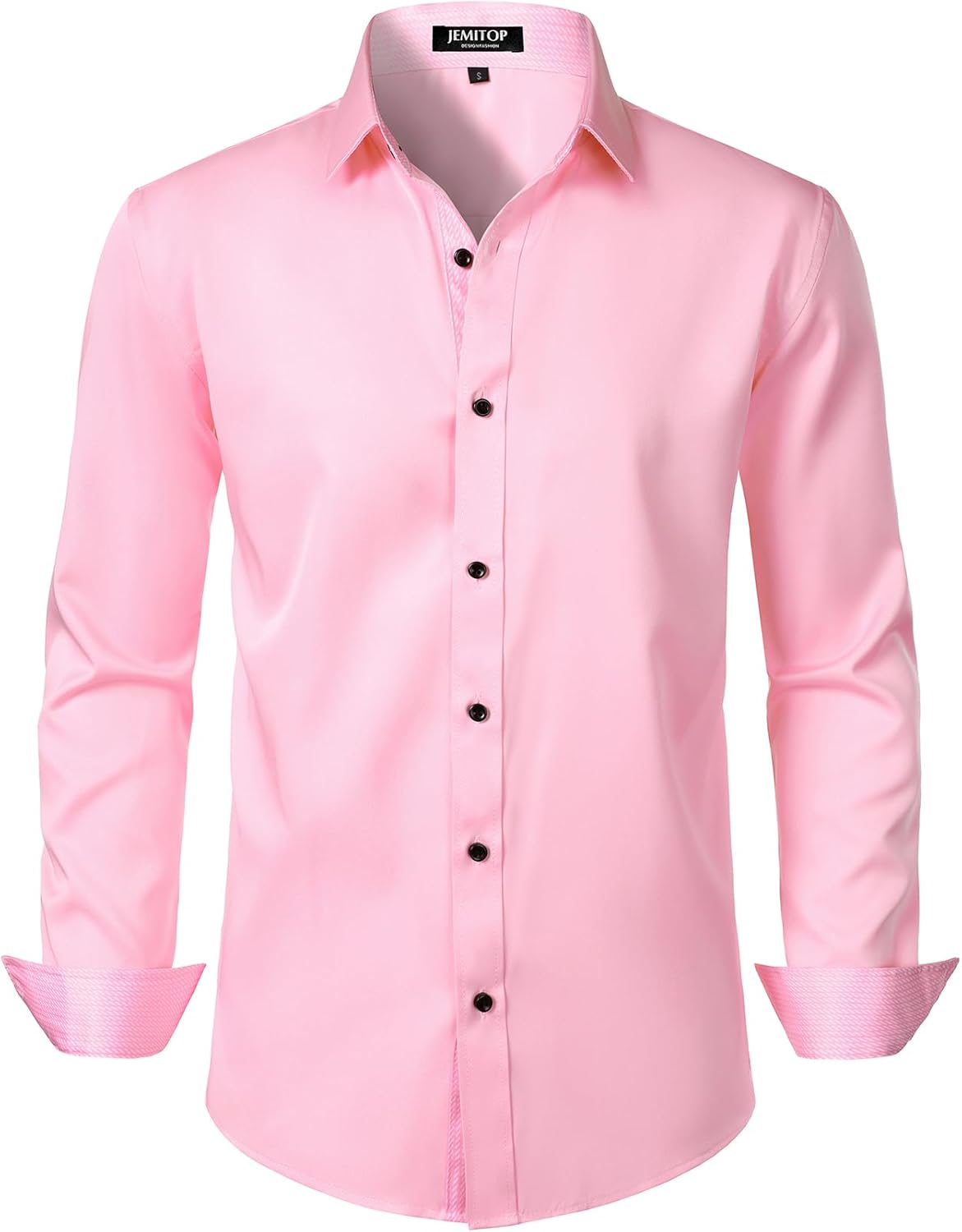 JEMITOP Men's Stretch Multi-Use Long Sleeve Dress Shirts Party Prom Wedding Shirts with Slight Sheen