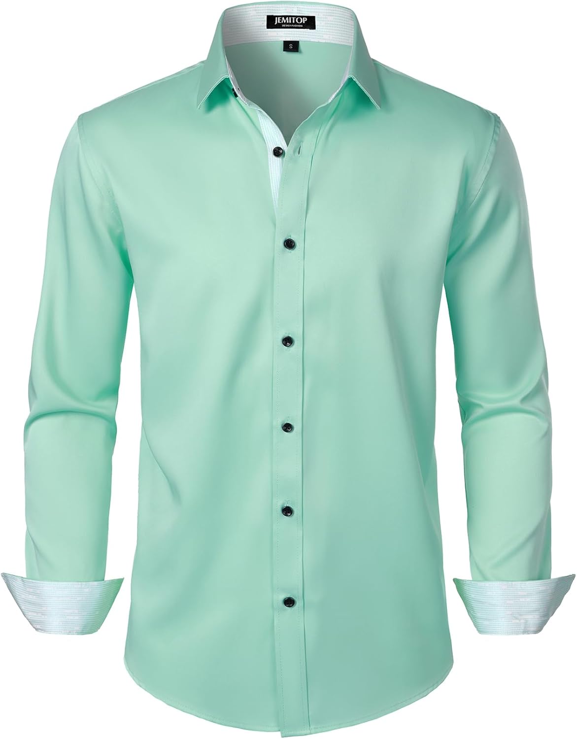 JEMITOP Men's Stretch Multi-Use Long Sleeve Dress Shirts Party Prom Wedding Shirts with Slight Sheen