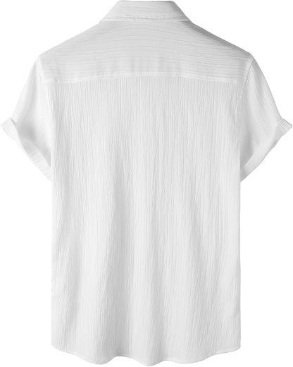JEMITOP Herren-Hemd, stilvoll, dehnbar, knitterfrei, kurzärmelig, Button-Down-Hemd, Sommer, lässig, Strand, Urlaub, Button-Up-Hemden 
