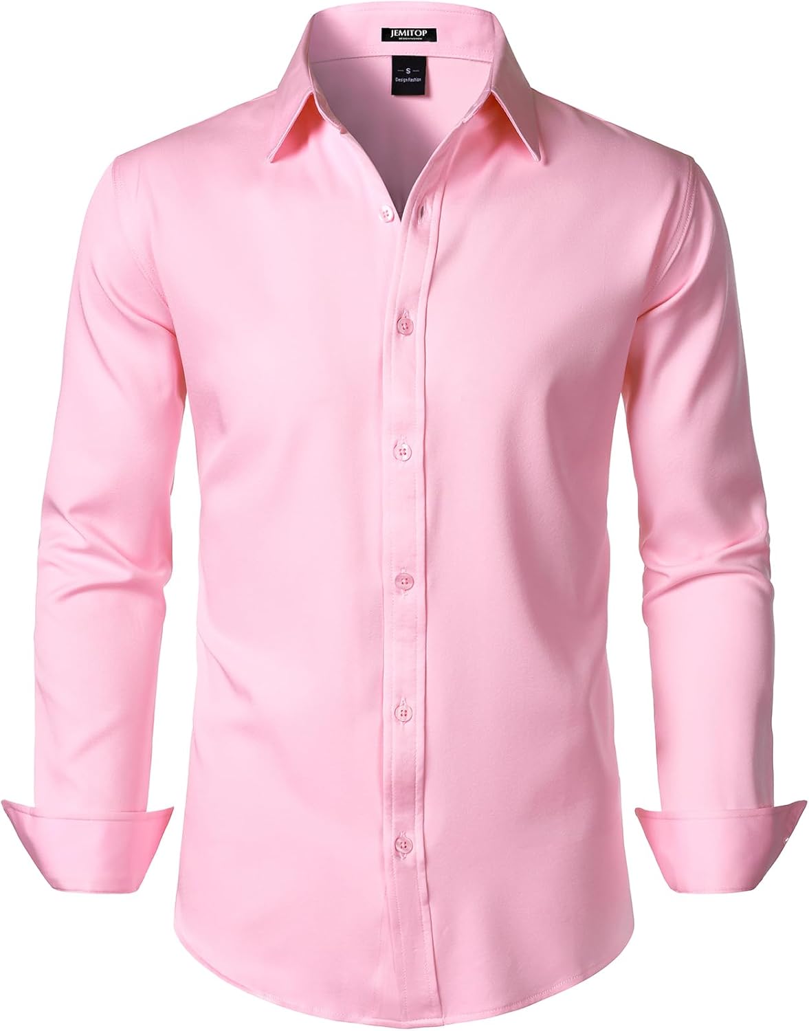 JEMITOP Men's Stretch Soft Slim Fit Dress Shirts Long Sleeve Formal Wedding Business Casual Button Down Shirt