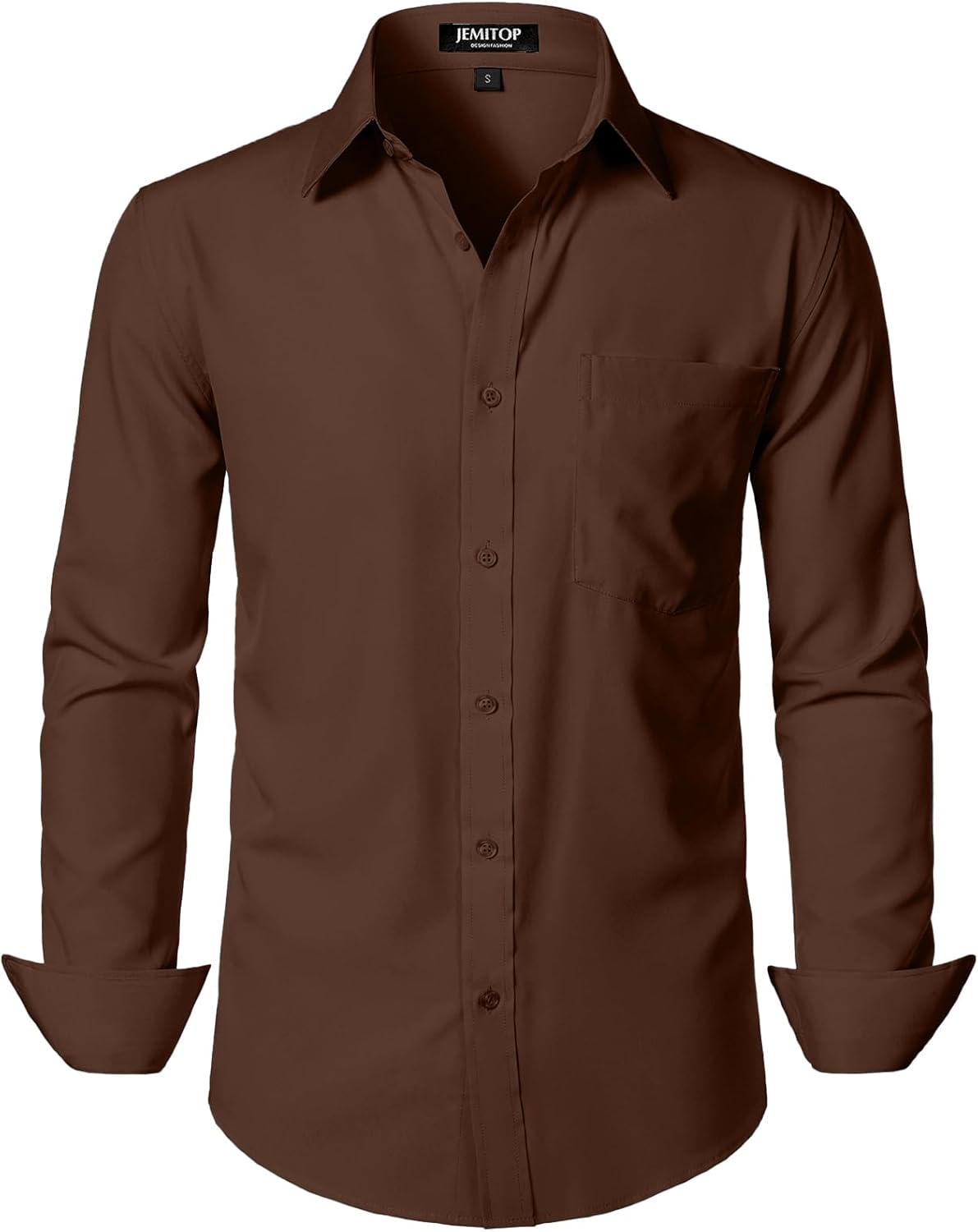 JEMITOP Men's Stretch Regular Fit Long Sleeve Dress Shirts Lightweight Business Casual Button Down Shirts with Pocket