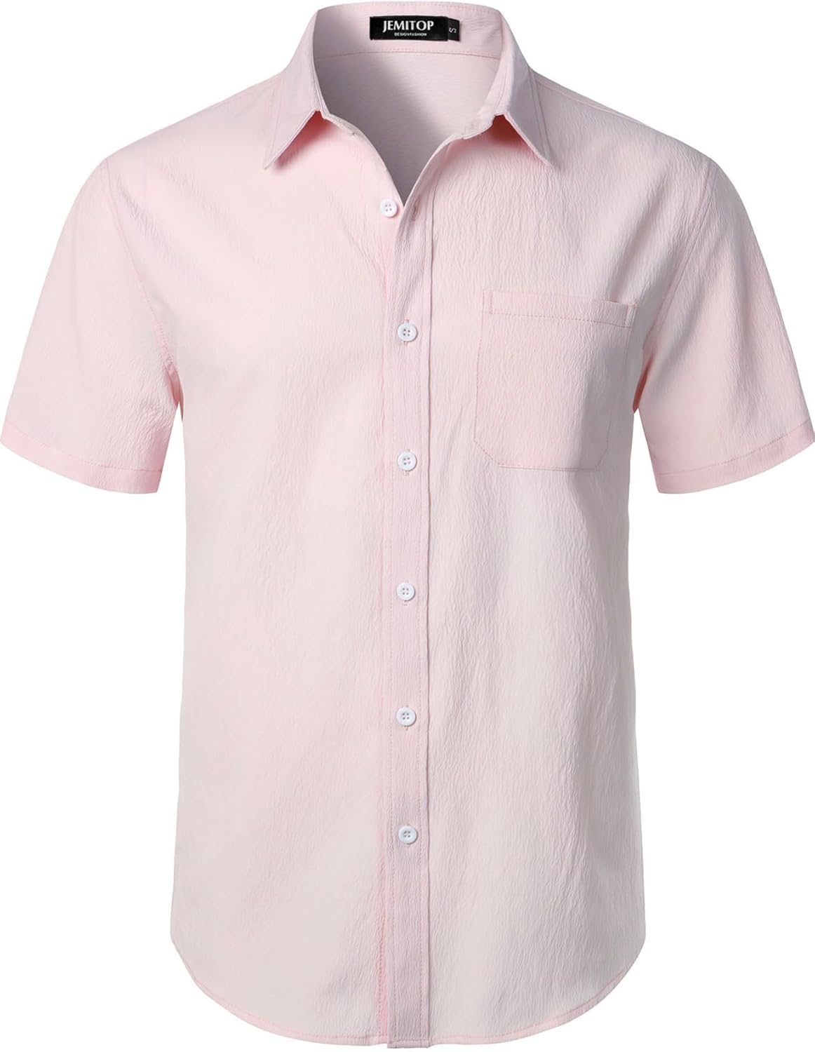 JEMITOP Men's Stretch Wrinkle Free Short Sleeve Texture Shirt Lightweight Summer Button Down Shirts for Beach Vacation