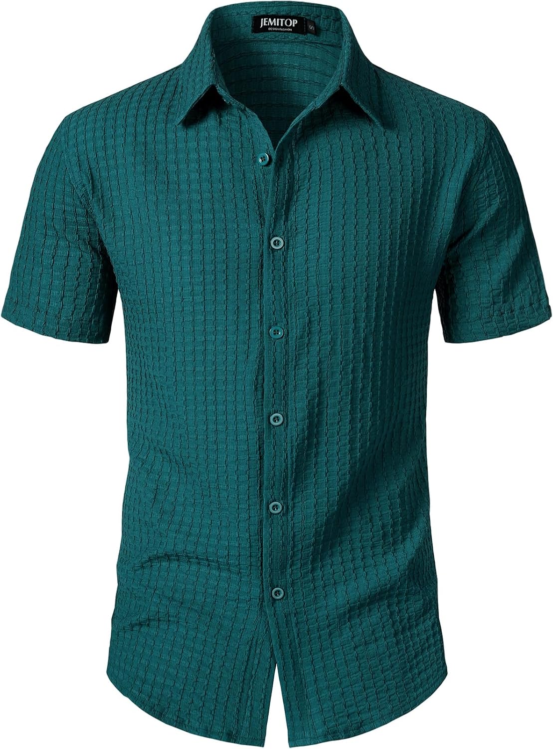 JEMITOP Men's Knit Shirt Summer Casual Short Sleeve Button Down Shirt for Beach Vacation