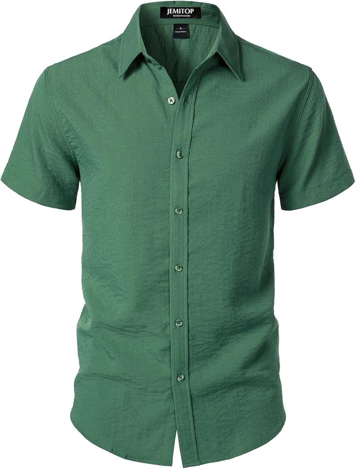 JEMITOP Men's Stretch Textured Short Sleeve Button Down Shirts Summer Casual Beach Wedding Vacation Shirt