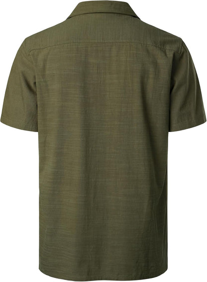 JEMITOP Herren-Set aus Leinen, 2-teilig, Sommer, entspannte Passform, kubanischer Kragen, Spazieranzug für Strand, Hochzeit, Urlaub