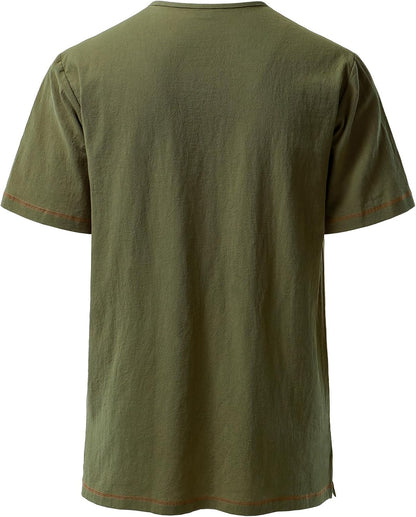 JEMOTOP Men's Pure Cotton Retro Short Sleeves Lace Up Shirts for Casual Renaissance Pirate Medieval Viking Without Belt