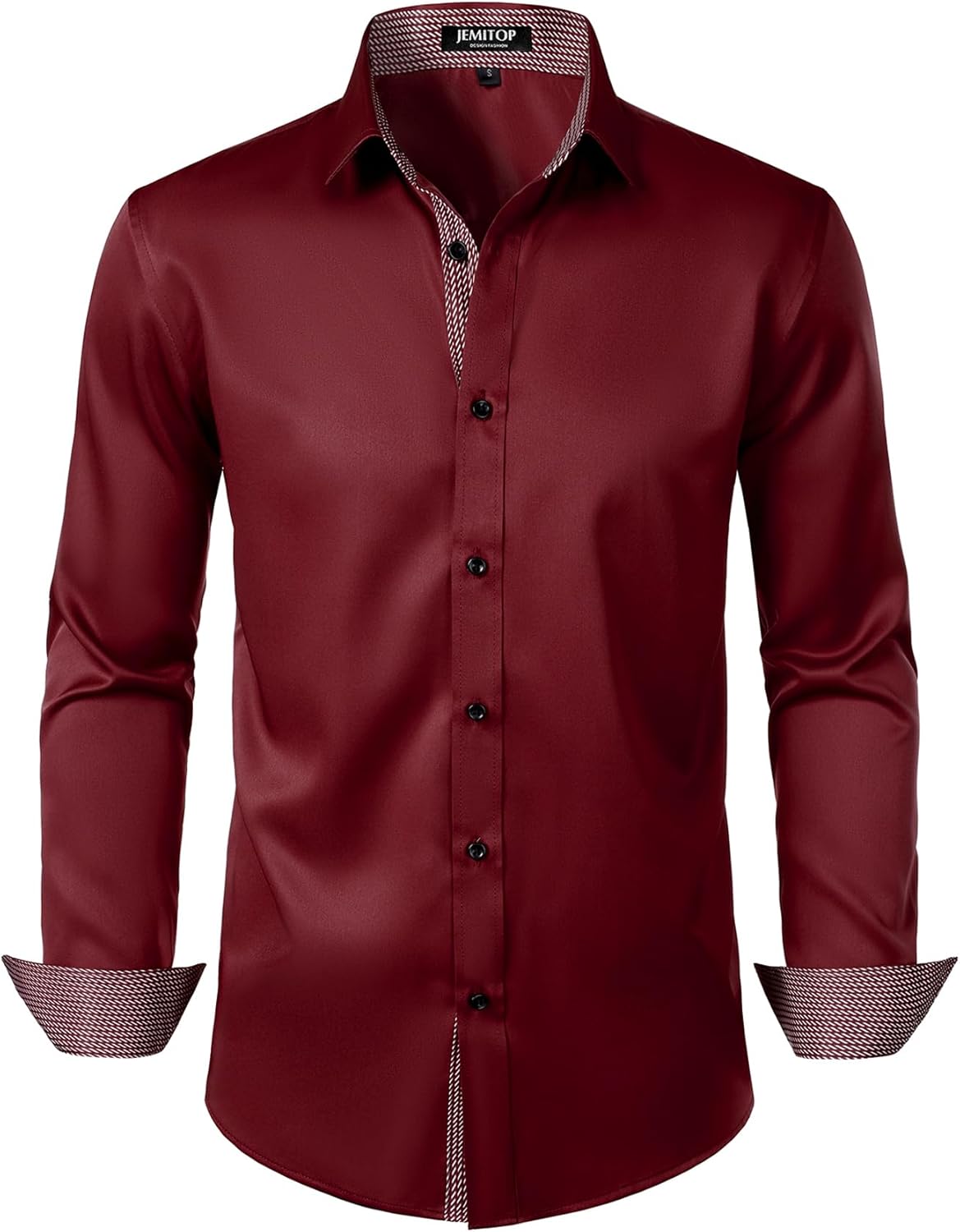 JEMITOP Men's Stretch Multi-Use Long Sleeve Dress Shirts Party Prom Wedding Shirts with Slight Sheen