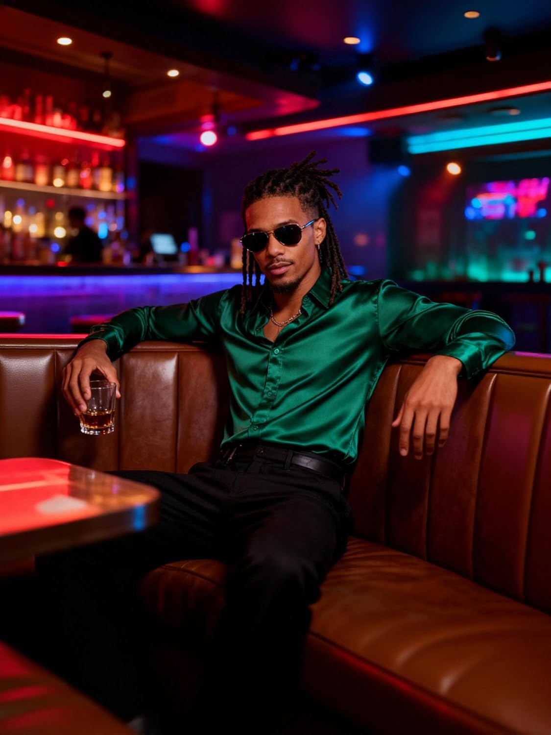 JEMITOP Mens Shiny Luxury Satin Slim Fit Dress Shirts Silk-Like Glossy Long Sleeve Button Down Shirts for Wedding Party Prom