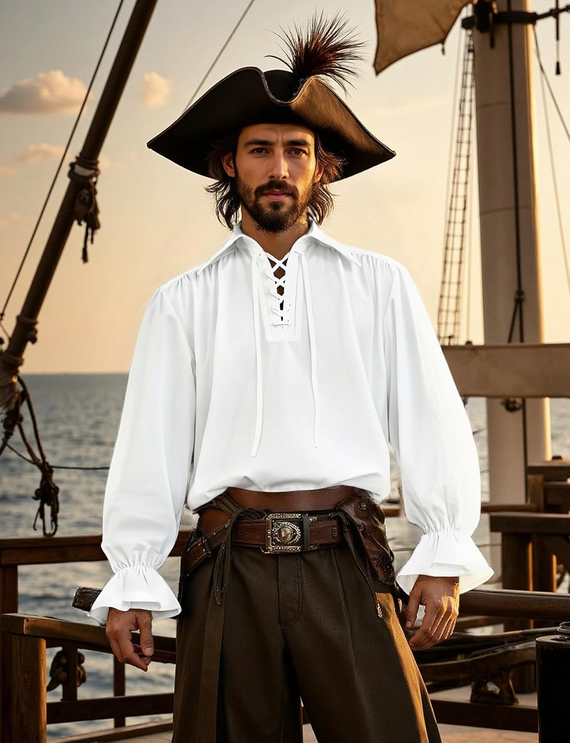JEMITOP Men's Victorian Pirate Shirt - Vampire Steampunk