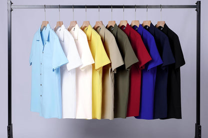 JEMITOP Men's Stretch Cuban Collar Shirt Summer Lightweight Short Sleeve Button Down Shirts with Pocket for Beach Vacation