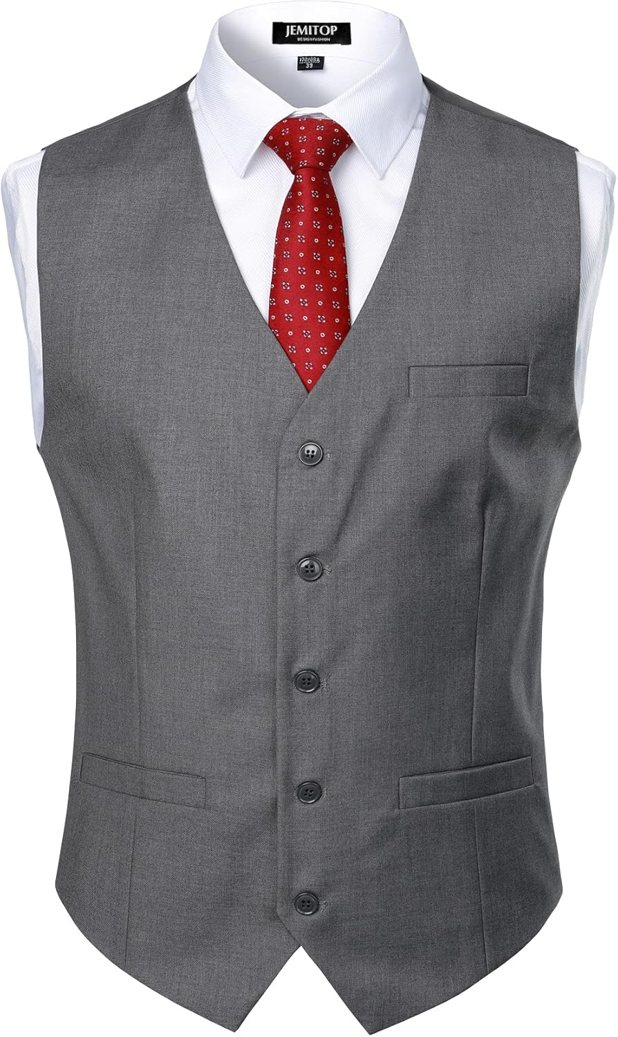 JEMITOP Men's Classic Slim Fit Dress Vest Formal Wedding Prom Tuxedo Suit Vest with Pocket