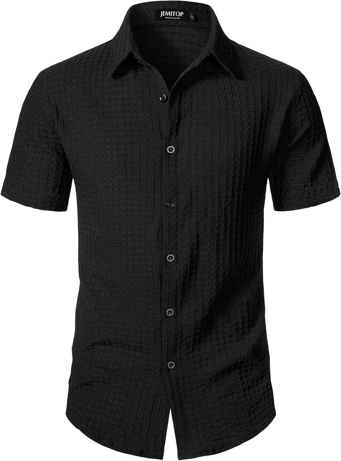 JEMITOP Men's Knit Shirt Summer Casual Short Sleeve Button Down Shirt for Beach Vacation