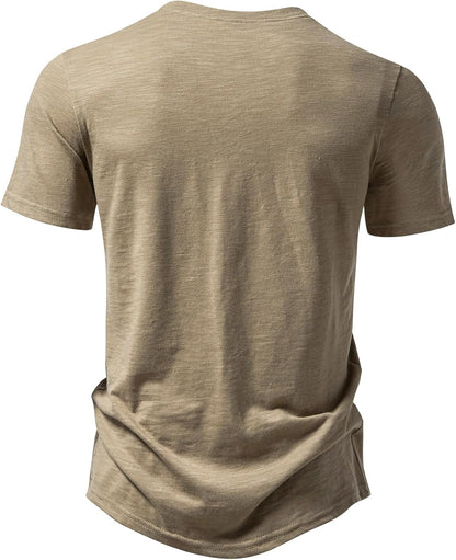 JEMITOP Men's Stretchy Short Sleeve Henley T-Shirt Casual Cotton 2 Buttons Notch Neck Tee Shirts