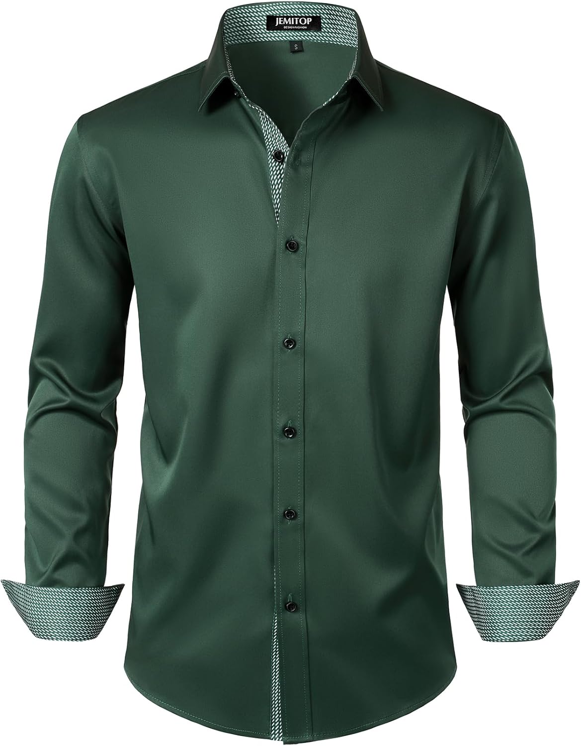 JEMITOP Men's Stretch Multi-Use Long Sleeve Dress Shirts Party Prom Wedding Shirts with Slight Sheen
