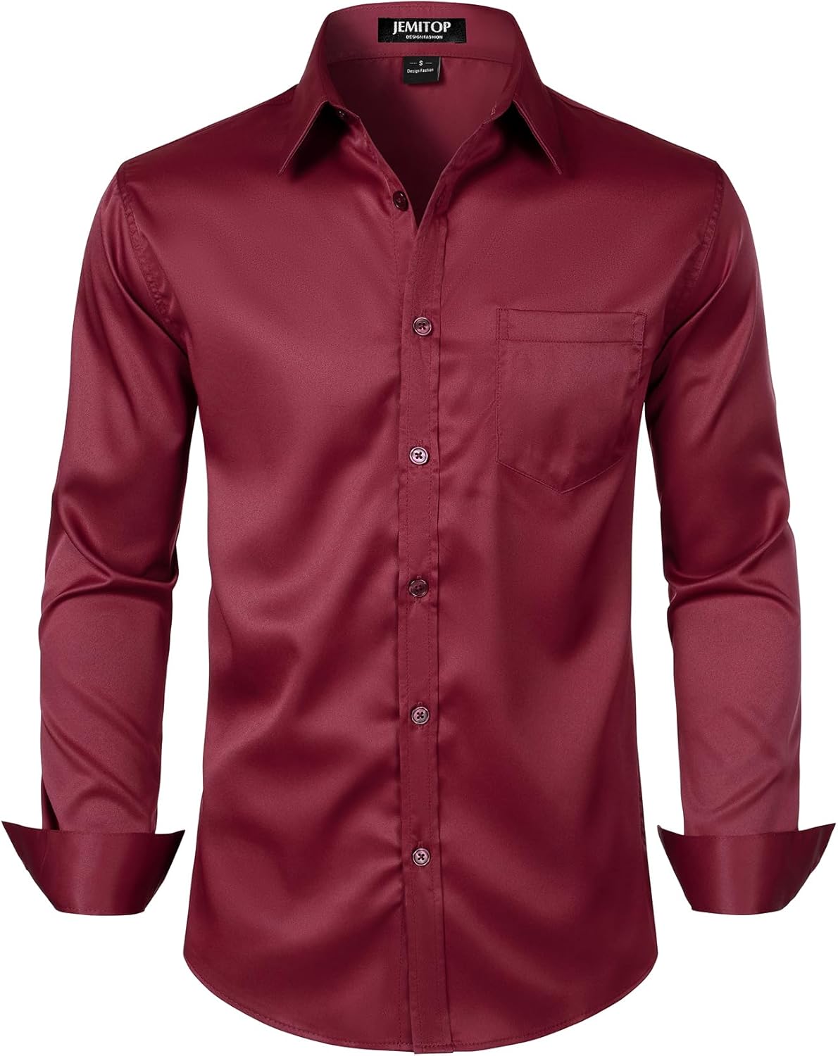 JEMITOP Men's Stretch Slim Fit Dress Shirts Formal Wedding Prom Business Long Sleeve Button Down Shirt with Pocket