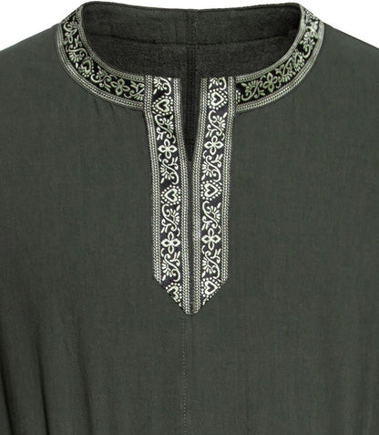 JEMITOP Men's Retro Style Cotton Short Sleeves Tunic Shirts for Viking Medieval Renaissance Costume Without Belt