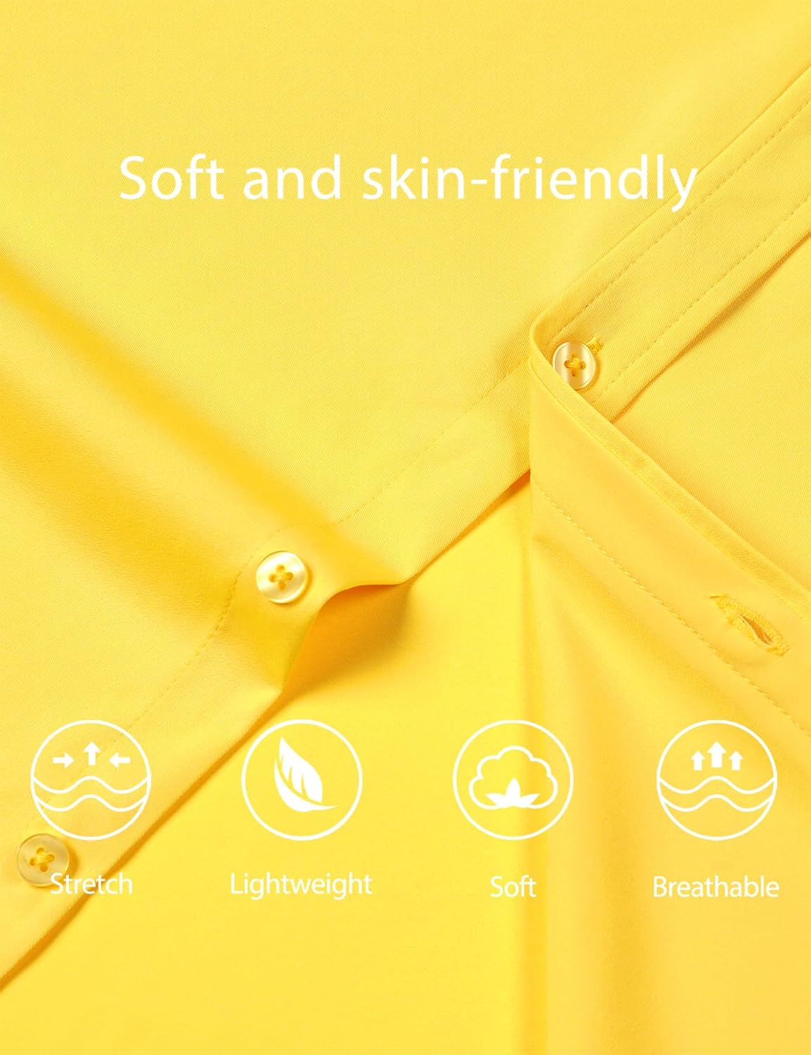 JEMITOP Men's Stretch Soft Slim Fit Dress Shirts Long Sleeve Formal Wedding Business Casual Button Down Shirt