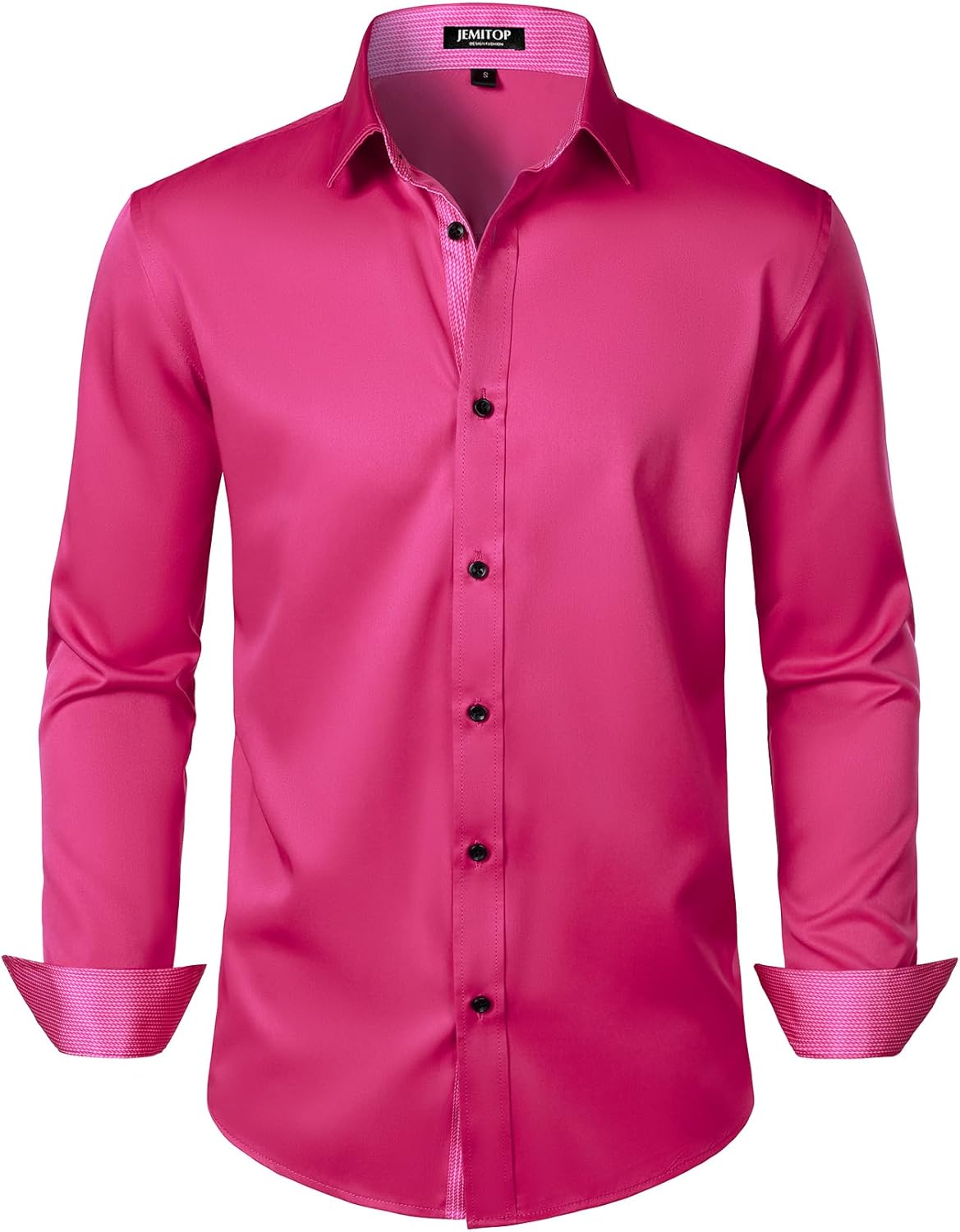 JEMITOP Men's Stretch Multi-Use Long Sleeve Dress Shirts Party Prom Wedding Shirts with Slight Sheen