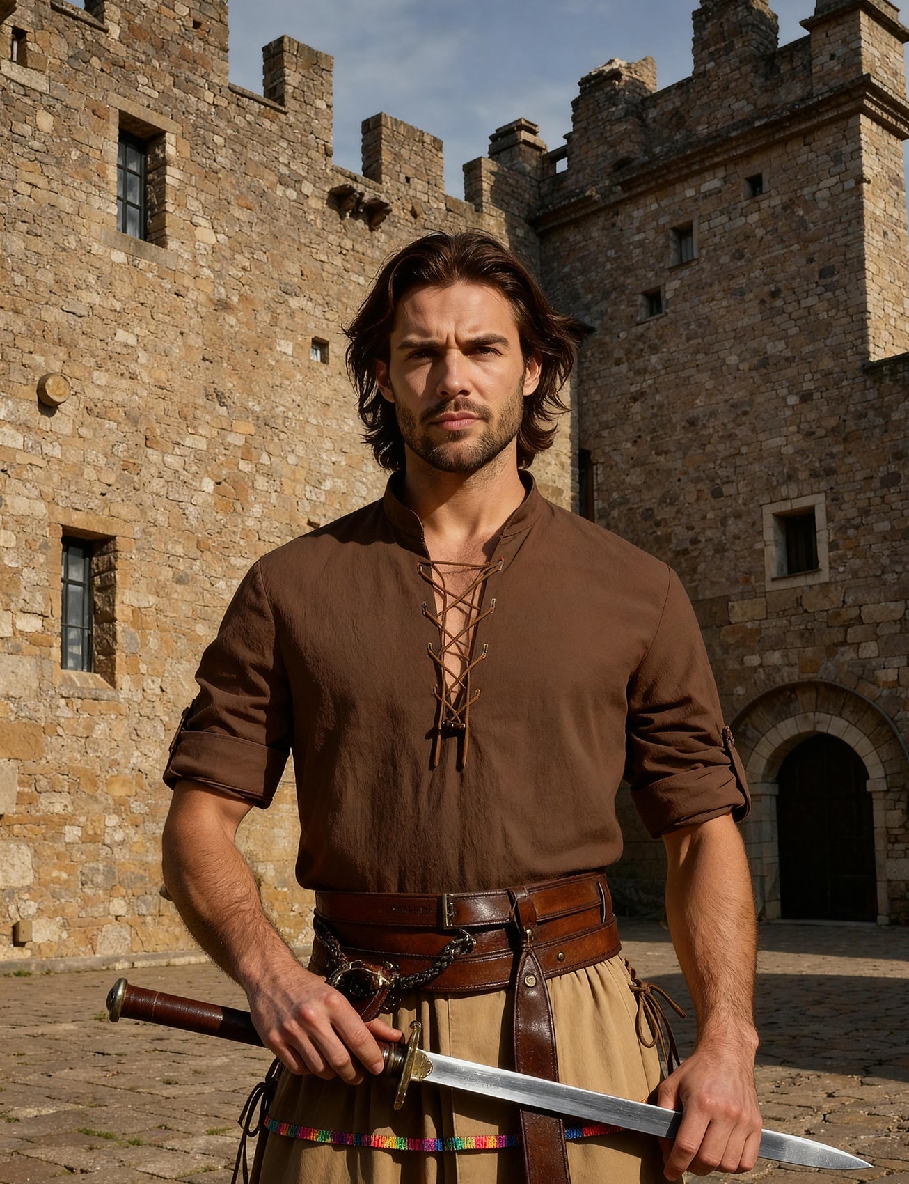 JEMITOP Men's Cotton Long Sleeve Lace Up Vintage Shirts for Renaissance Pirate Viking Medieval Costume