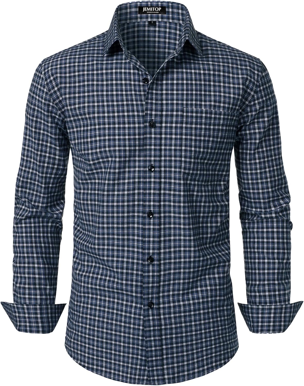 JEMITOP Men's Transitional Weather Slim Fit Long Sleeve Button Down Shirt Business Casual Dress Shirts with Pocket