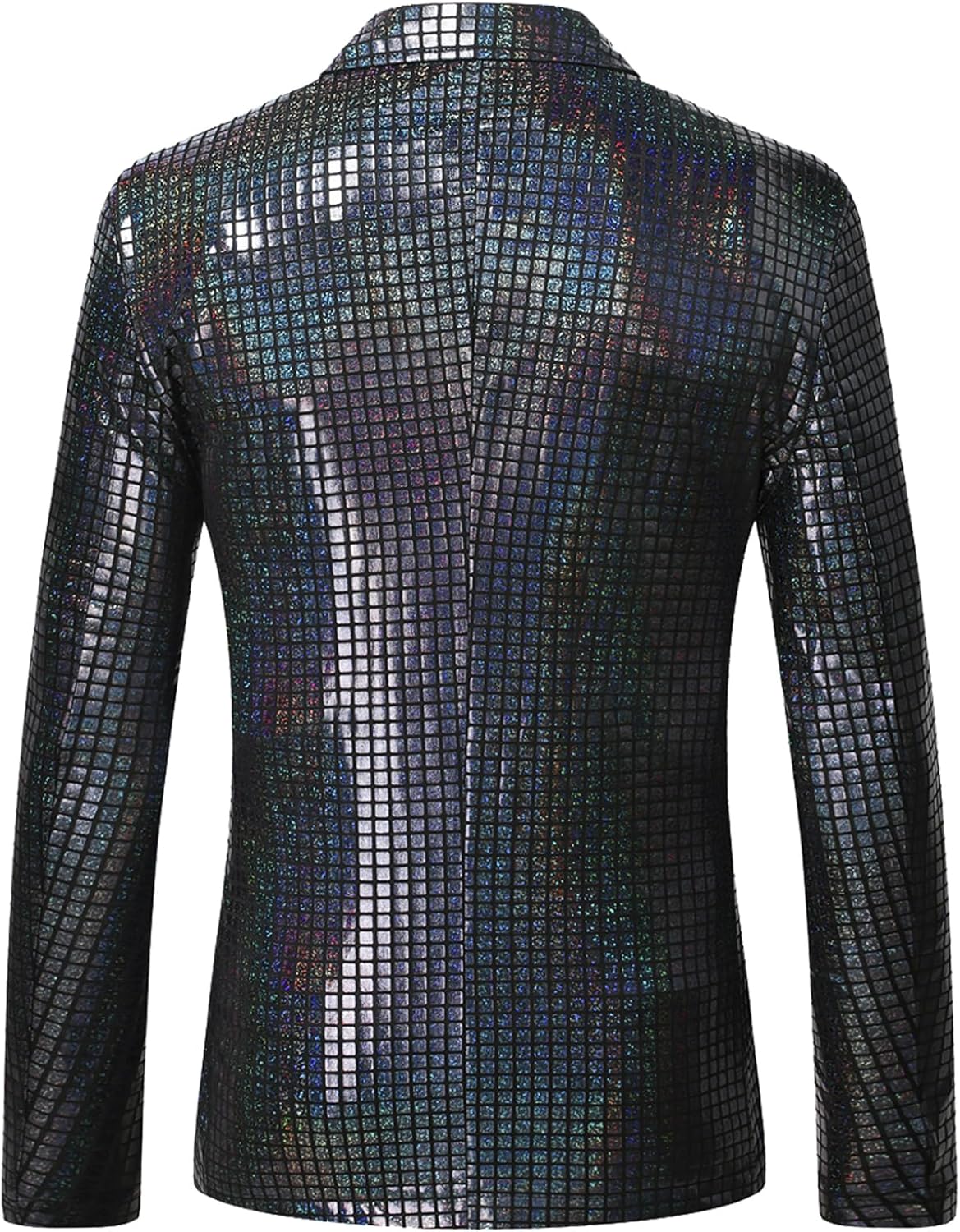 JEMITOP Men's 70s Disco 2 Piece Set Stretchy Shiny Suits Sequin Jacket and Pants