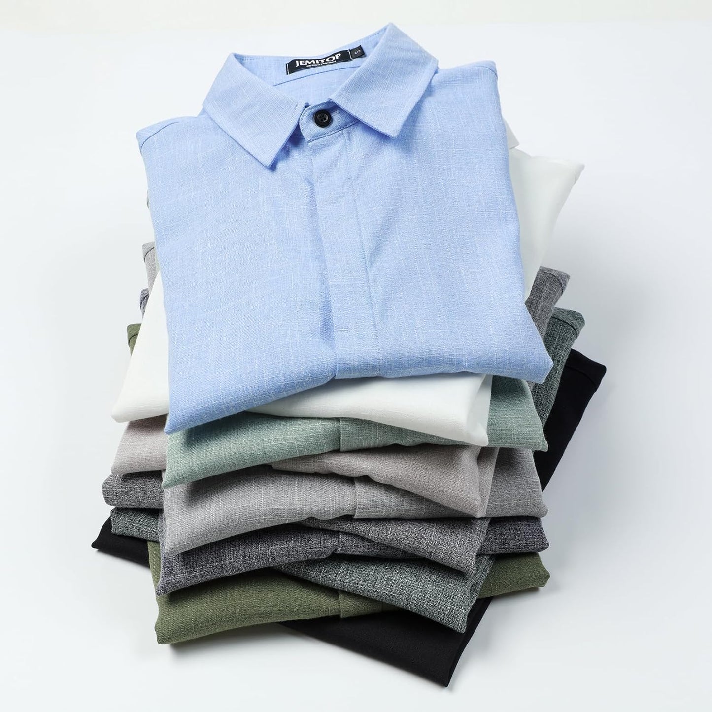 JEMITOP Men's Stretch Like Linen Short Sleeve Button Down Shirts Summer Casual Beach Vacation Wedding Texture Shirt