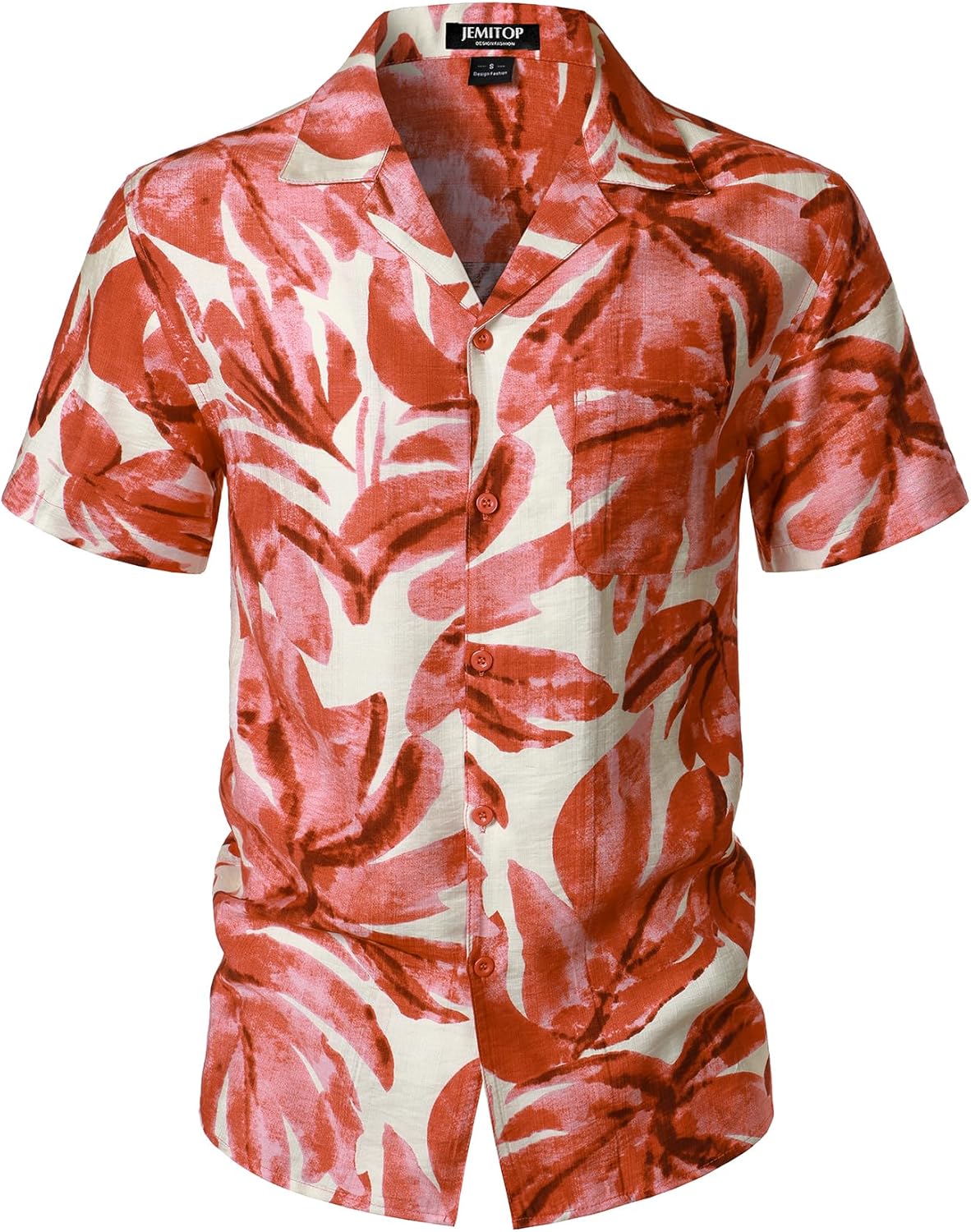 JEMITOP Men's Summer Textured Cuban Collar Hawaiian Shirts Casual Vacation Short Sleeve Button Up Shirt with Pocket