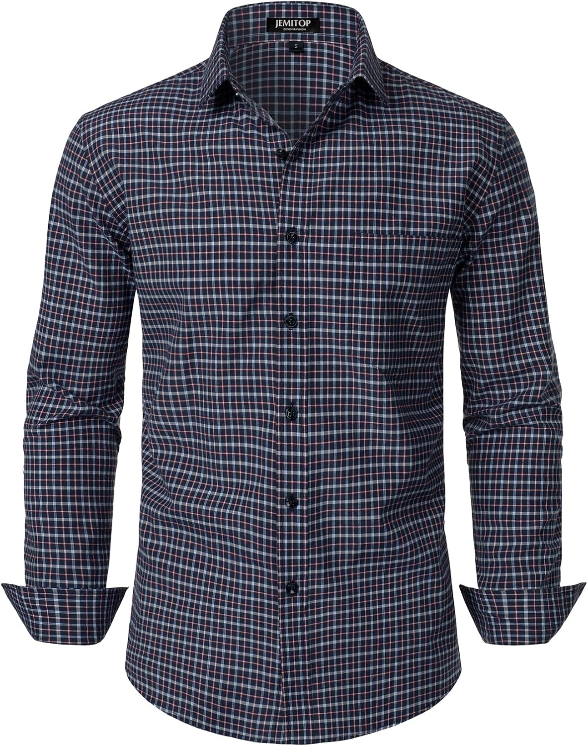 JEMITOP Men's Transitional Weather Slim Fit Long Sleeve Button Down Shirt Business Casual Dress Shirts with Pocket