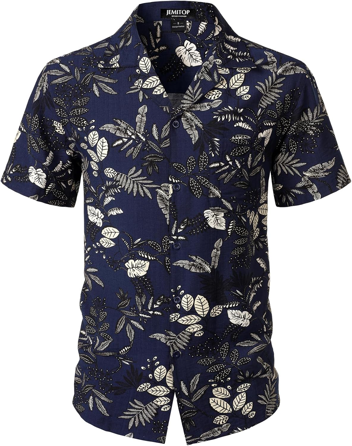 JEMITOP Men's Summer Textured Cuban Collar Hawaiian Shirts Casual Vacation Short Sleeve Button Up Shirt with Pocket