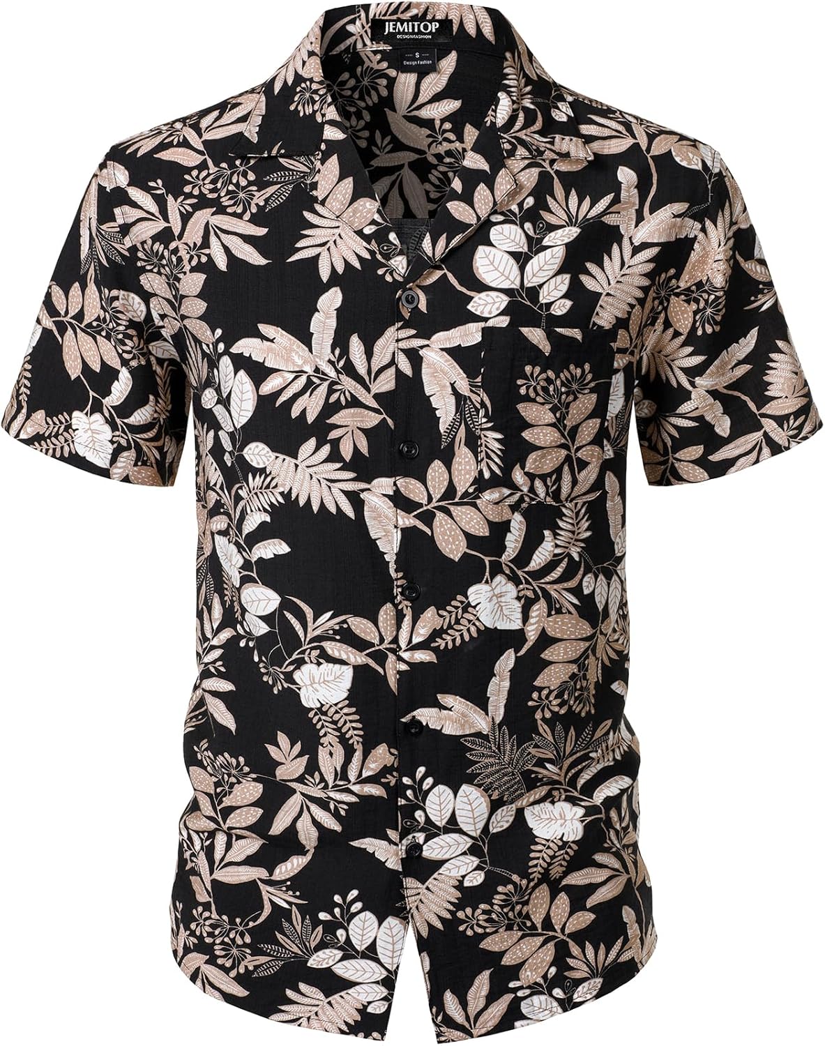 JEMITOP Men's Summer Textured Cuban Collar Hawaiian Shirts Casual Vacation Short Sleeve Button Up Shirt with Pocket