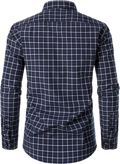 JEMITOP Herren-Hemd mit Knopfleiste, langärmelig, Slim Fit, für Übergangswetter, Business- und Freizeithemd mit Tasche 