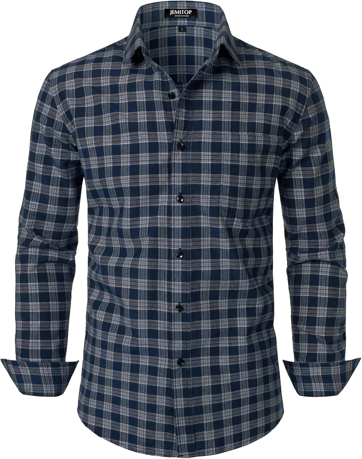 JEMITOP Men's Transitional Weather Slim Fit Long Sleeve Button Down Shirt Business Casual Dress Shirts with Pocket