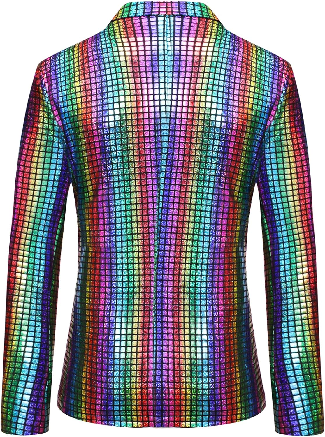 JEMITOP Men's 70s Disco 2 Piece Set Stretchy Shiny Suits Sequin Jacket and Pants