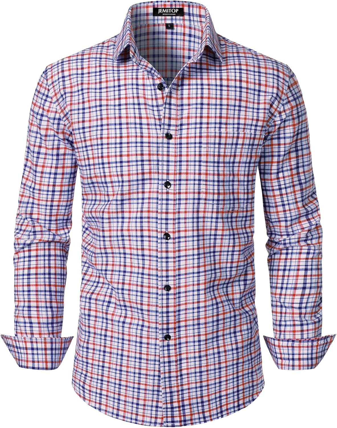 JEMITOP Men's Transitional Weather Slim Fit Long Sleeve Button Down Shirt Business Casual Dress Shirts with Pocket