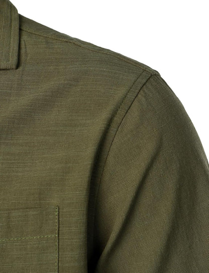 JEMITOP Herren-Set aus Leinen, 2-teilig, Sommer, entspannte Passform, kubanischer Kragen, Spazieranzug für Strand, Hochzeit, Urlaub