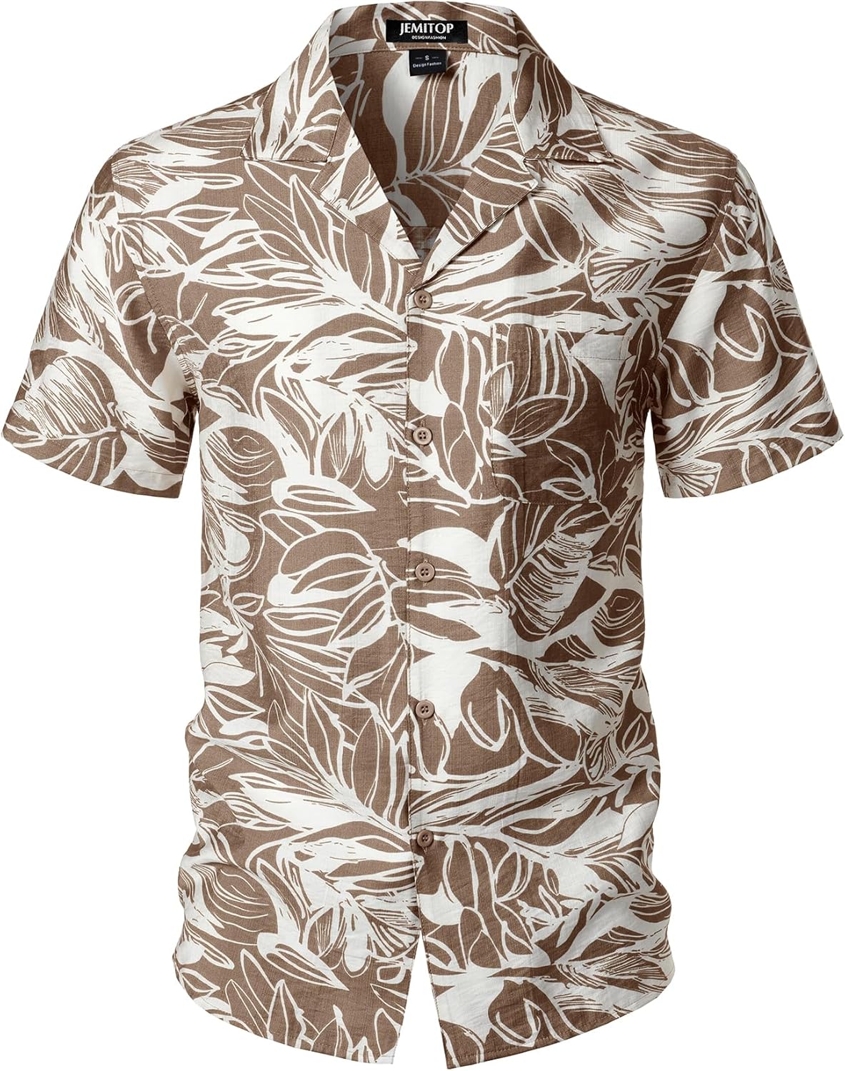 JEMITOP Men's Summer Textured Cuban Collar Hawaiian Shirts Casual Vacation Short Sleeve Button Up Shirt with Pocket