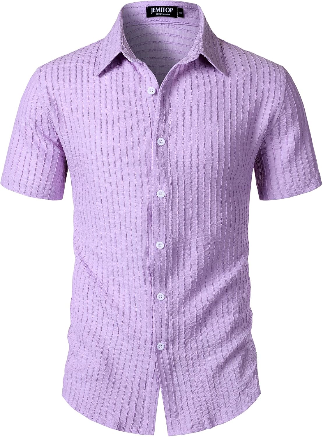 JEMITOP Men's Knit Shirt Summer Casual Short Sleeve Button Down Shirt for Beach Vacation