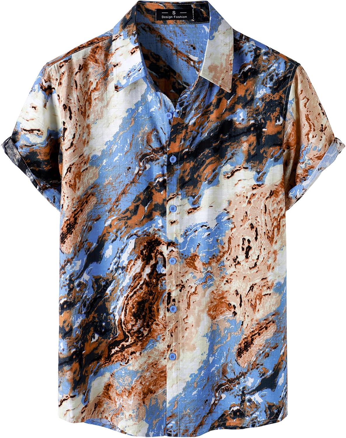 JEMITOP Men's Stylish Casual Printed Short Sleeve Button Down Shirts Summer Vacation Beach Tropical Hawaiian Shirt